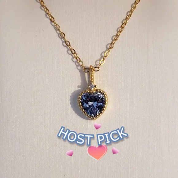 Jewelry - Swiss blue topaz heart diamond gold necklace